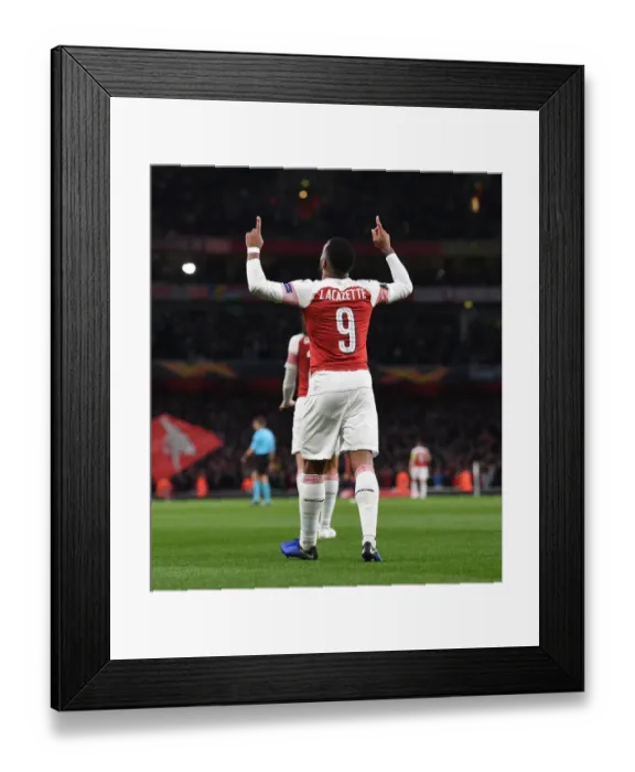 Framed Print : Arsenal's Alex Lacazette Scores in Europa League Semi-Final vs Valencia Framed Print : Arsenal's Alex Lacazette Scores in Europa League Semi-Final vs Valencia