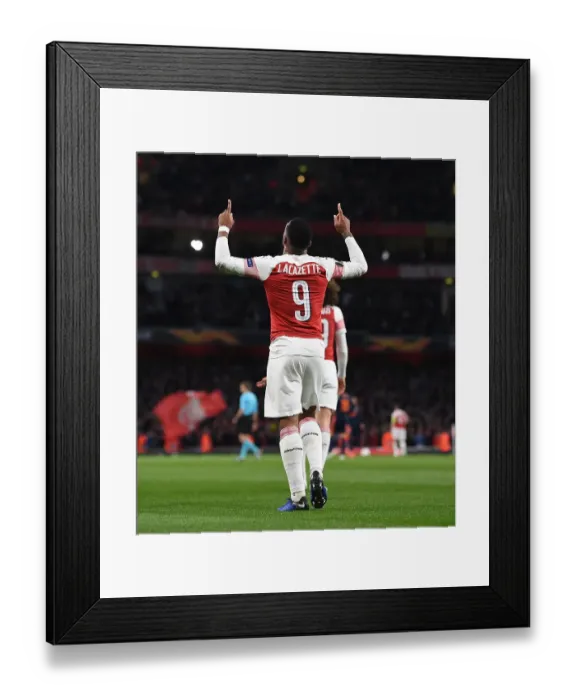 Framed Print : Alexis Lacazette Scores in Arsenal's Europa League Semi-Final Victory over Valencia