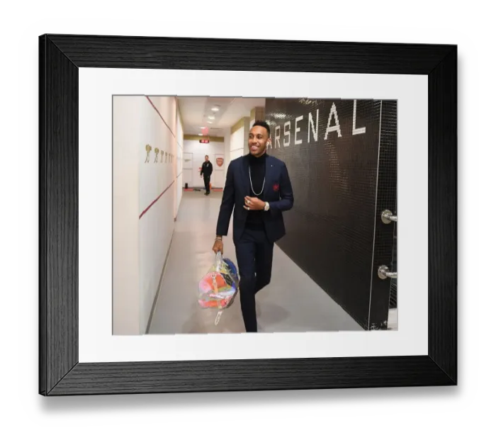 Framed Print : Arsenal's Aubameyang in the Changing Room Before UEFA Europa League Semi-Final vs Valencia (2018-19)