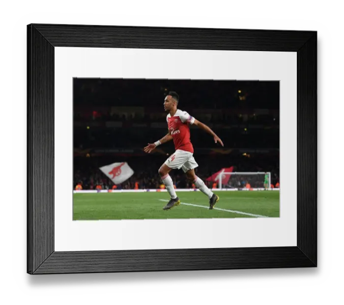 Framed Print : Arsenal's Aubameyang Scores Third Goal in Europa League Semi-Final vs Valencia