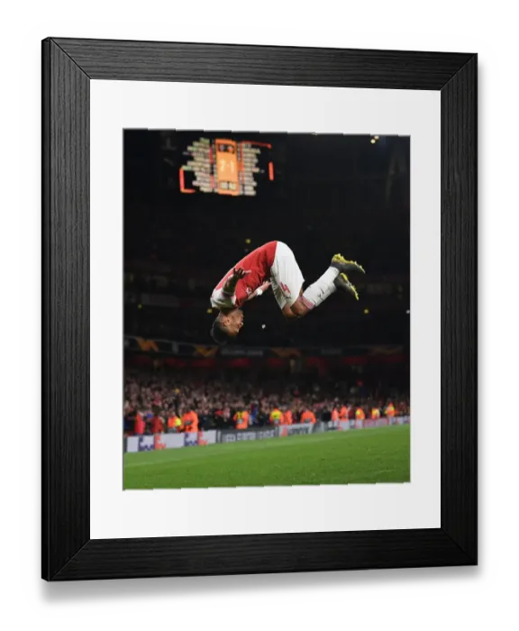 Framed Print : Arsenal's Aubameyang Scores Hat-Trick: Dominating Europa League Semi-Final vs Valencia Framed Print : Arsenal's Aubameyang Scores Hat-Trick: Dominating Europa League Semi-Final vs Valencia