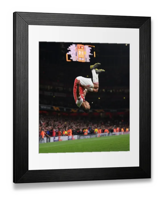 Framed Print : Aubameyang's Hat-Trick: Arsenal's 3-0 Lead in Europa League Semi-Final vs Valencia