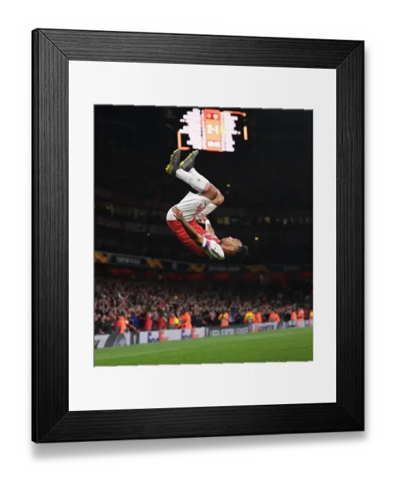 Framed Print : Pierre-Emerick Aubameyang's Hat-Trick: Arsenal's Dominance Over Valencia in the UEFA Europa League Semi-Final First Leg