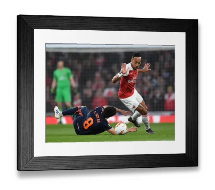 Framed Print : Arsenal vs Valencia: Aubameyang vs Soler in UEFA Europa League Semi-Final Showdown
