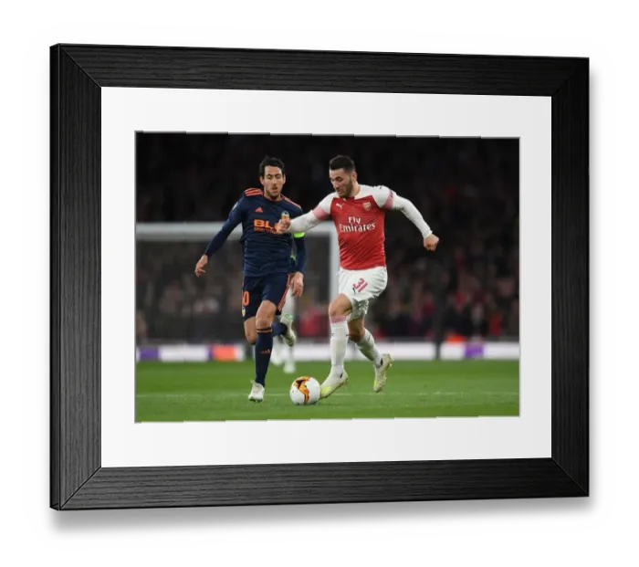 Framed Print : Sead Kolasinac vs. Daniel Parejo: Arsenal vs. Valencia - UEFA Europa League Semi-Final Showdown