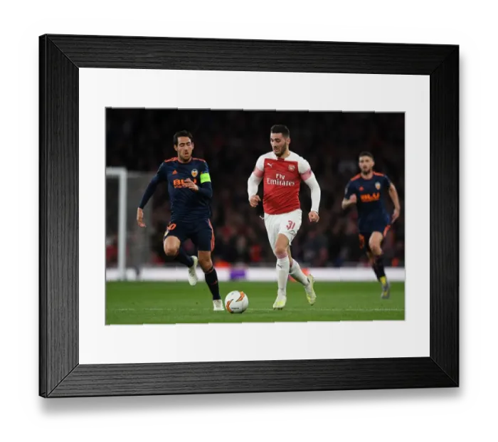 Framed Print : Sead Kolasinac vs. Daniel Parejo: A Battle in the UEFA Europa League Semi-Finals