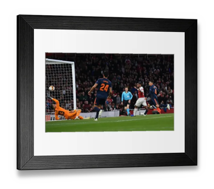 Framed Print : Alexandre Lacazette Scores Arsenal's Second Goal in Europa League Semi-Final vs Valencia Framed Print : Alexandre Lacazette Scores Arsenal's Second Goal in Europa League Semi-Final vs Valencia