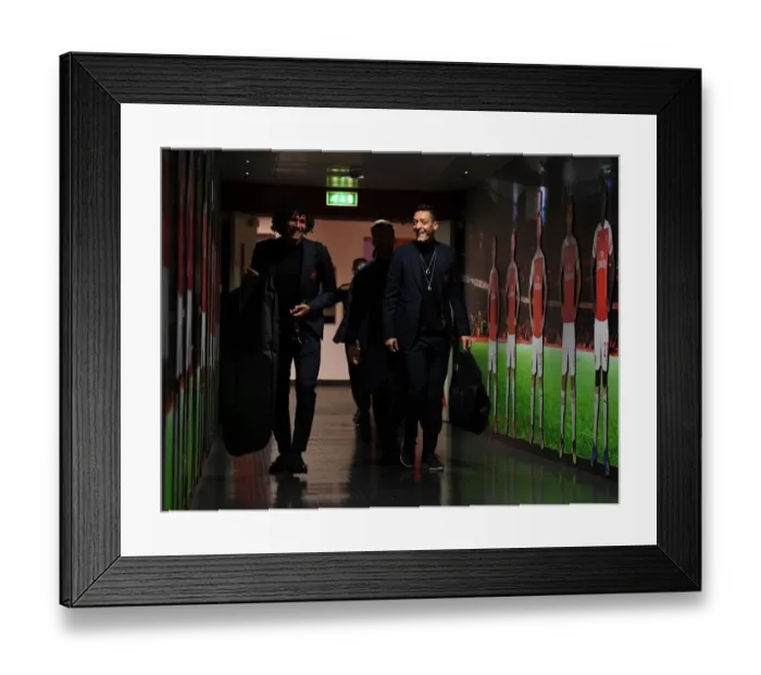 Framed Print : Arsenal's Mohamed Elneny and Mesut Ozil Prepare for UEFA Europa League Semi-Final Showdown Against Valencia