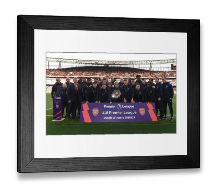 Framed Print : Arsenal U18s Celebrate Premier League South Title Win Against Brighton & Hove Albion (2018-19) Framed Print : Arsenal U18s Celebrate Premier League South Title Win Against Brighton & Hove Albion (2018-19)