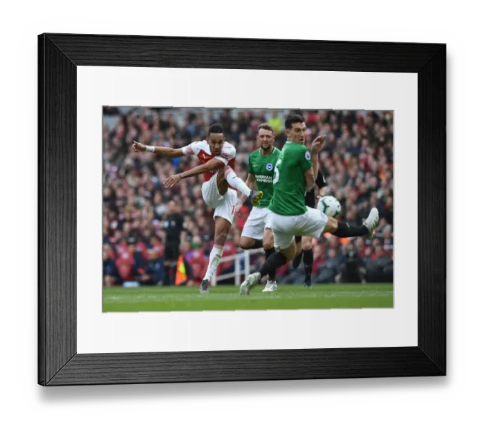 Framed Print : Lacazette vs Dunk: Blocked Shot Drama at Emirates Stadium - Arsenal vs Brighton & Hove Albion, Premier League