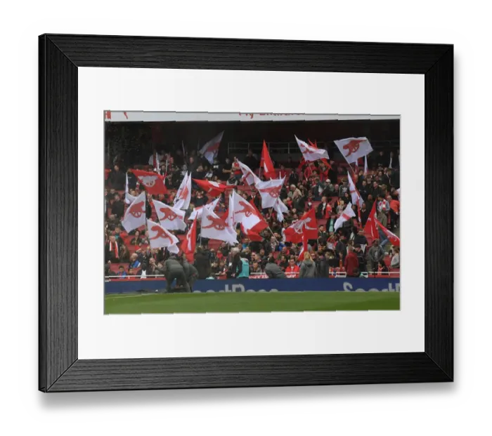 Framed Print : Arsenal flags. Arsenal 1:1 Brighton & Hove Albion