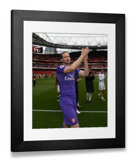 Framed Print : Arsenal's Petr Cech Celebrates with Fans after Arsenal v Brighton & Hove Albion Match