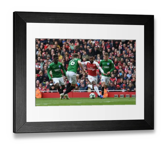 Framed Print : Arsenal's Lacazette Clashes with Brighton's Defenders during Premier League Showdown Framed Print : Arsenal's Lacazette Clashes with Brighton's Defenders during Premier League Showdown