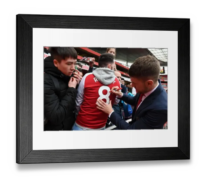 Framed Print : Arsenal's Aaron Ramsey Celebrates with Fans after Securing Victory over Brighton & Hove Albion
