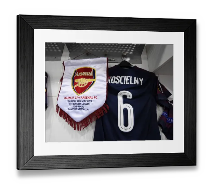 Framed Print : Arsenal's Europa League Semi-Final Kit: A Peek at the Valencia Showdown at Estadio Mestalla