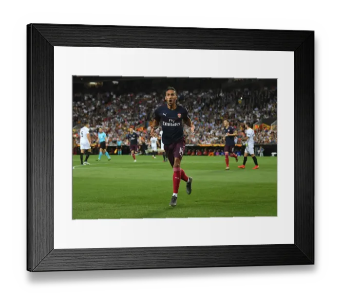 Framed Print : Arsenal Reach Europa League Final: Aubameyang's Stunning Goal Secures Victory over Valencia