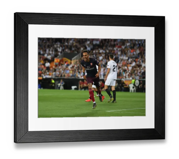 Framed Print : Arsenal's Aubameyang Scores Decisive Goal, Secures Europa League Final Spot vs. Valencia Framed Print : Arsenal's Aubameyang Scores Decisive Goal, Secures Europa League Final Spot vs. Valencia