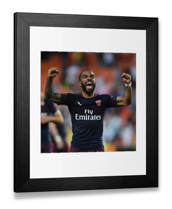 Framed Print : Alexandre Lacazette's Europa League Triumph: Arsenal's Historic Victory over Valencia (2018-19)