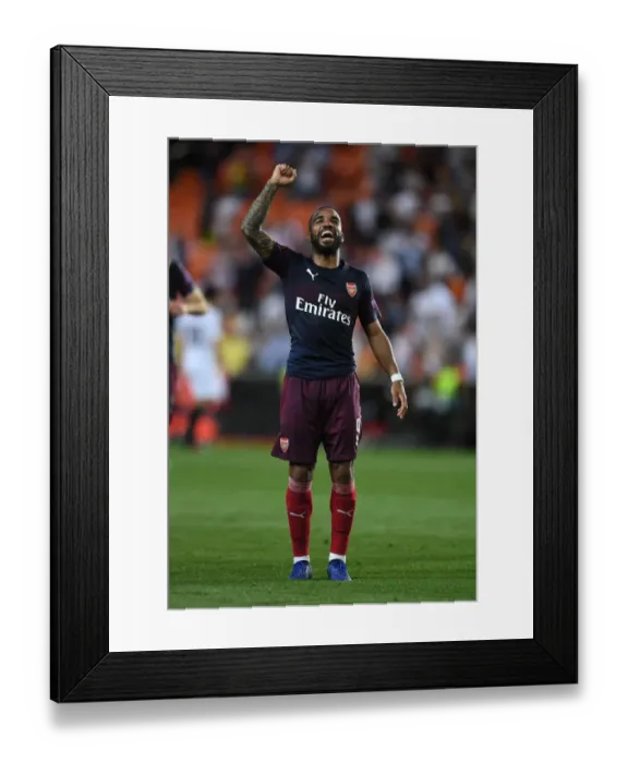 Framed Print : Alexandre Lacazette's Goal Celebration: Arsenal Advance to Europa League Final vs. Valencia Framed Print : Alexandre Lacazette's Goal Celebration: Arsenal Advance to Europa League Final vs. Valencia