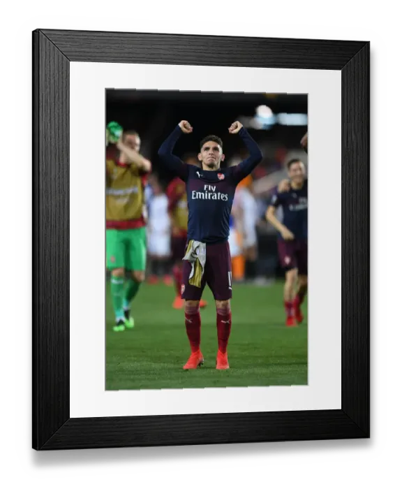 Framed Print : Arsenal's Lucas Torreira Celebrates Europa League Semi-Final Victory Over Valencia Framed Print : Arsenal's Lucas Torreira Celebrates Europa League Semi-Final Victory Over Valencia