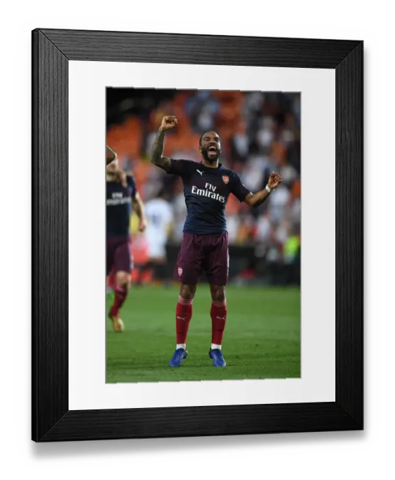 Framed Print : Arsenal's Alexandre Lacazette Euphorically Celebrates Europa League Final Qualification in Valencia