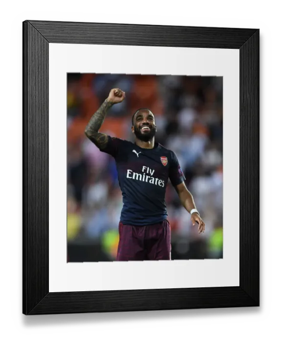 Framed Print : Alexandre Lacazette's Euphoric Europa League Semi-Final Victory Celebration: Arsenal's Triumph over Valencia (2018-19) Framed Print : Alexandre Lacazette's Euphoric Europa League Semi-Final Victory Celebration: Arsenal's Triumph over Valencia (2018-19)