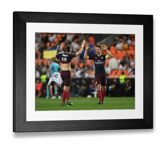 Framed Print : Arsenal's Europa League Victory: Koscielny and Monreal's Jubilant Reaction to the Decisive Fourth Goal vs Valencia (2018-19) Framed Print : Arsenal's Europa League Victory: Koscielny and Monreal's Jubilant Reaction to the Decisive Fourth Goal vs Valencia (2018-19)