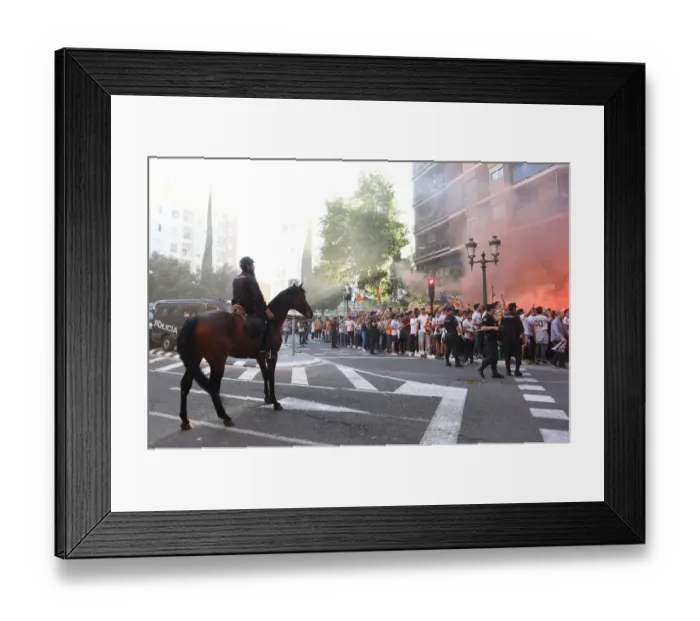 Framed Print : Valencia vs. Arsenal: UEFA Europa League Semi-Final - Tense Atmosphere at Estadio Mestalla