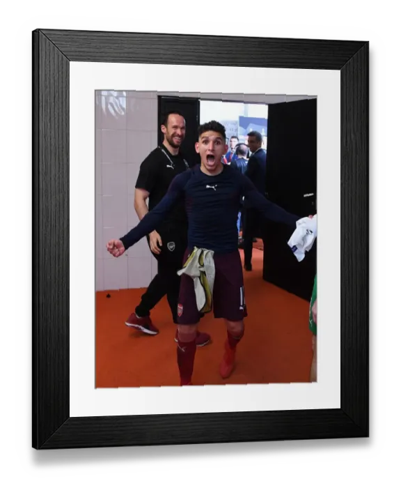 Framed Print : Lucas Torreira's Celebration: Arsenal Secures Europa League Final Spot vs. Valencia