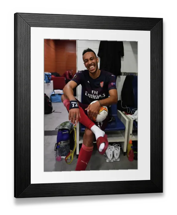 Framed Print : Arsenal's Aubameyang Scores Hat-trick in Europa League Semi-Final against Valencia