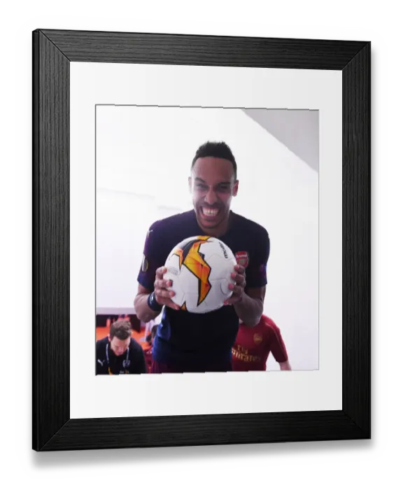 Framed Print : Arsenal's Aubameyang Scores Hat-trick Securing Europa League Final Berth vs Valencia