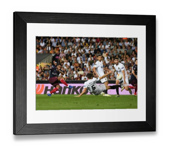 Framed Print : Alexis Lacazette Scores in Arsenal's Europa League Semi-Final Second Leg Victory over Valencia
