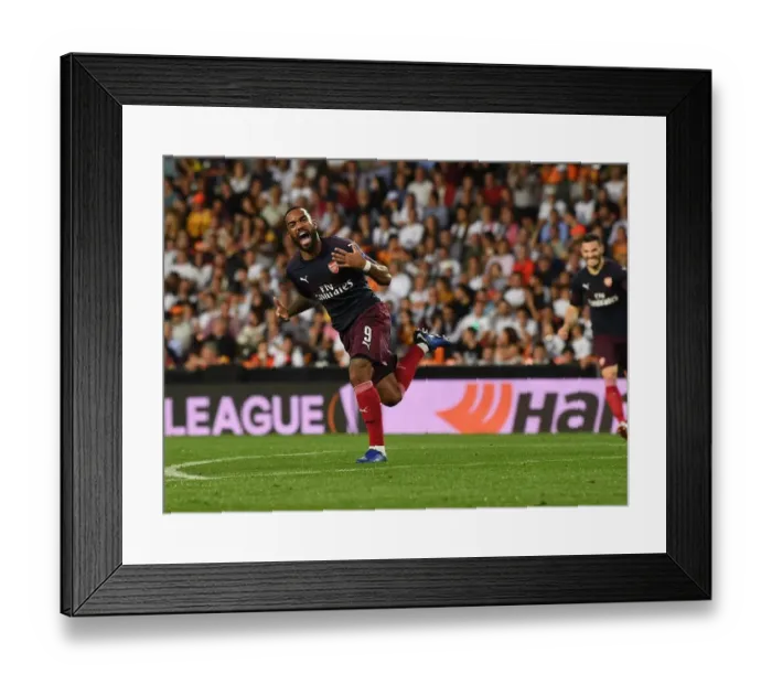 Framed Print : Alexis Lacazette's Brace: Arsenal Advances to Europa League Final vs. Chelsea (2019)