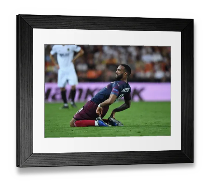 Framed Print : Alexis Lacazette's Brace: Arsenal Secures Europa League Final Spot vs. Chelsea (Valencia v Arsenal, 2018-19 Semi-Final Second Leg)