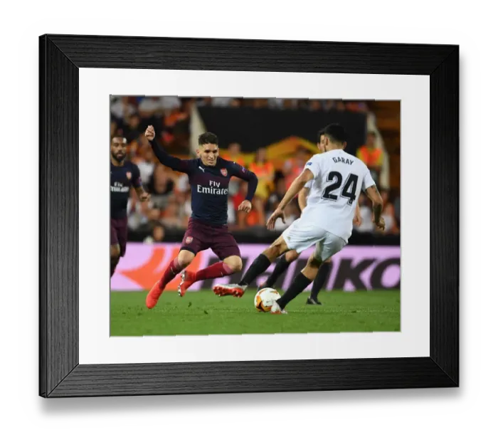 Framed Print : Torreira vs. Garay: A Europa League Semi-Final Battle Framed Print : Torreira vs. Garay: A Europa League Semi-Final Battle
