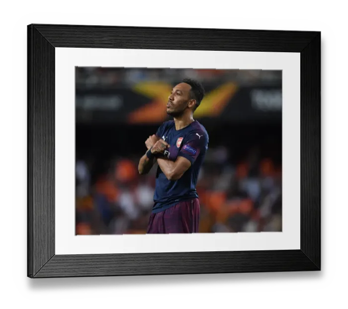 Framed Print : Arsenal's Aubameyang Scores Fourth Goal in Europa League Semi-Final against Valencia