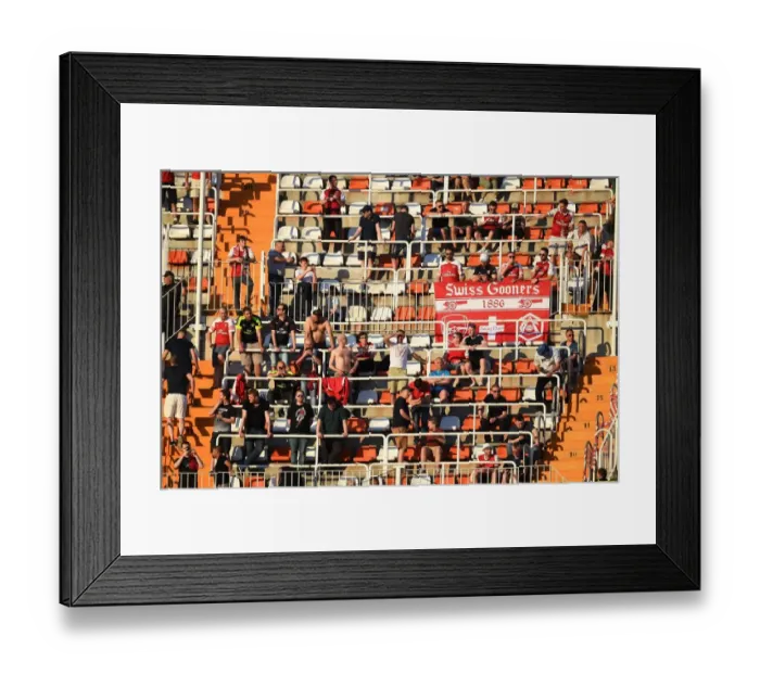 Framed Print : Arsenal Fans Gather at Valencia's Estadio Mestalla for Europa League Semi-Final
