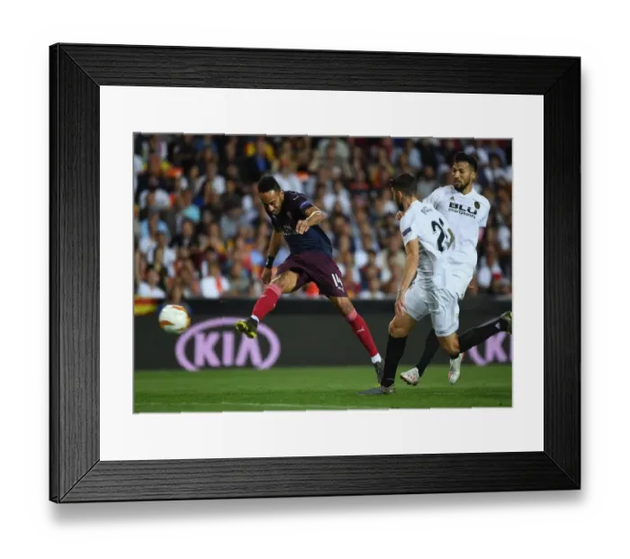 Framed Print : Aubameyang's Decisive Goal: Arsenal Reaches Europa League Final vs. Valencia (2018-19)