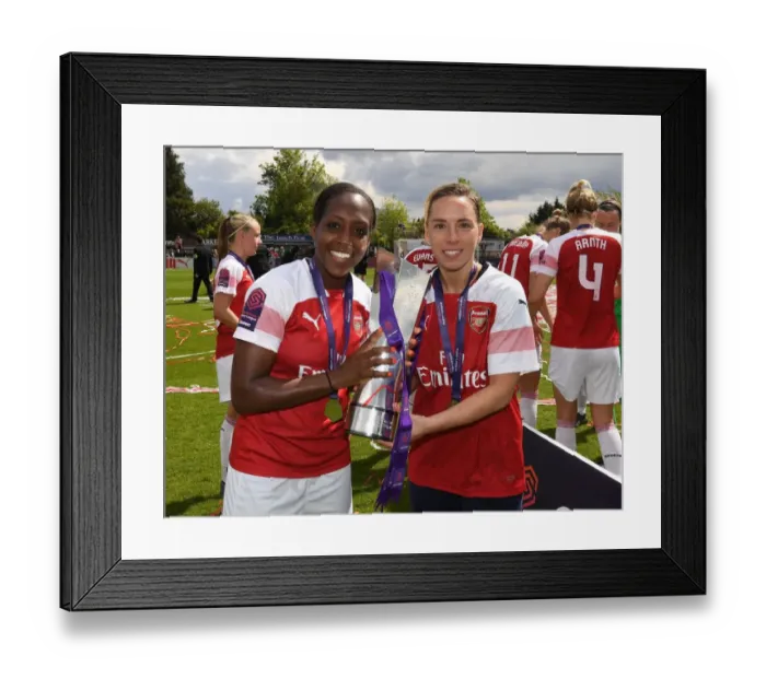 Framed Print : Arsenal Women Celebrate WSL Title: Danielle Carter and Jordan Nobbs Hold the Trophy