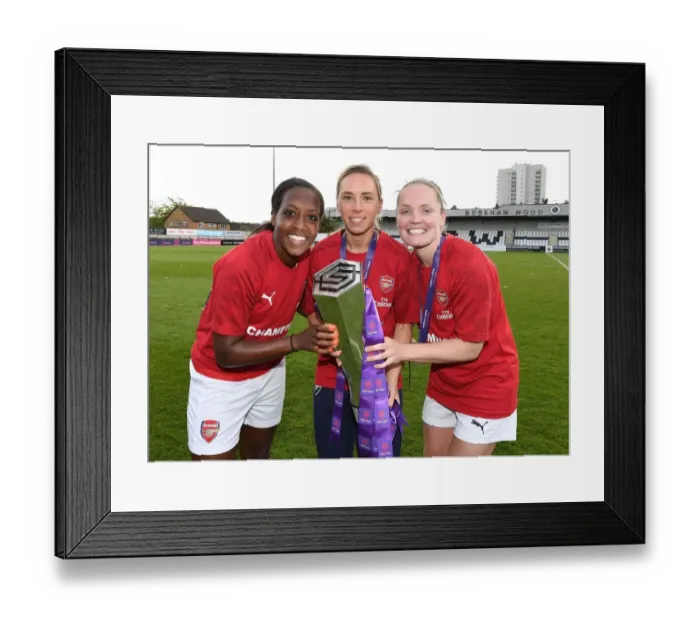 Framed Print : Arsenal Women Celebrate WSL Title with Danielle Carter, Jordan Nobbs, and Kim Little Framed Print : Arsenal Women Celebrate WSL Title with Danielle Carter, Jordan Nobbs, and Kim Little
