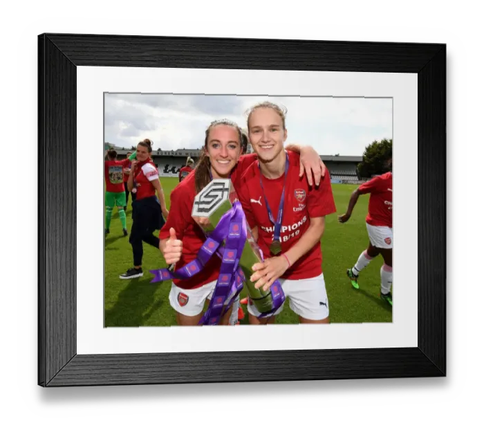 Framed Print : Arsenal Women Celebrate WSL Title Triumph with Evans and Miedema Framed Print : Arsenal Women Celebrate WSL Title Triumph with Evans and Miedema
