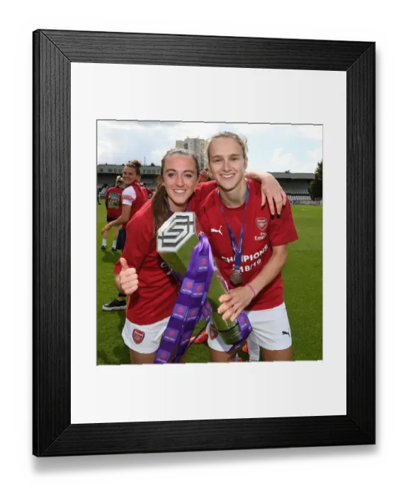 Framed Print : Arsenal Women Celebrate WSL Title with Evans and Miedema