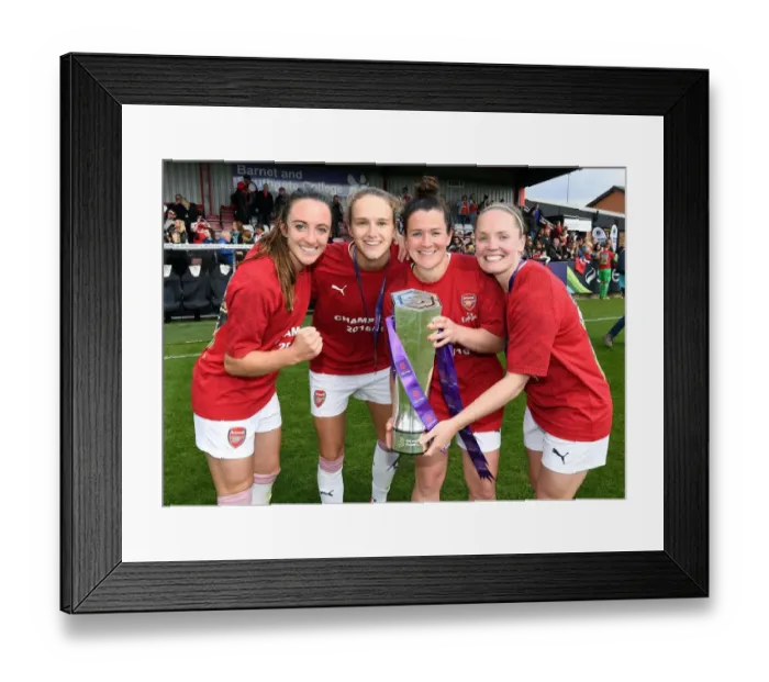 Framed Print : Arsenal Women's Historic WSL Title Win: Evans, Miedema, Mitchell, and Little Celebrate Framed Print : Arsenal Women's Historic WSL Title Win: Evans, Miedema, Mitchell, and Little Celebrate