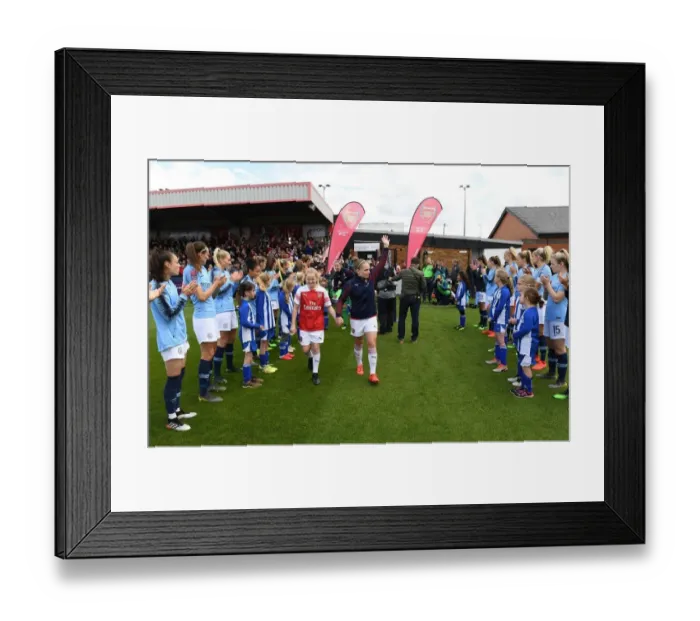 Framed Print : Arsenal Women Receive Guard of Honor from Manchester City Women Before WSL Match