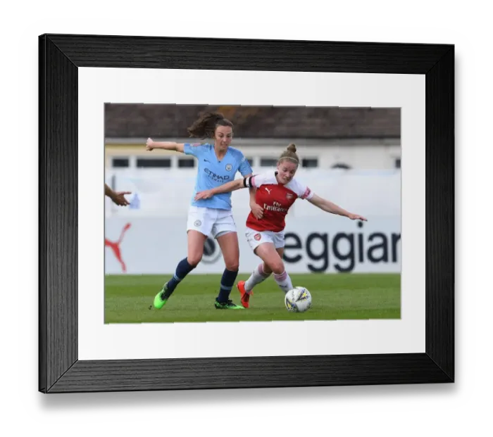 Framed Print : Clash of Stars: Kim Little vs. Caroline Weir - Arsenal Women vs. Manchester City Women: A Battle of Midfield Maestros