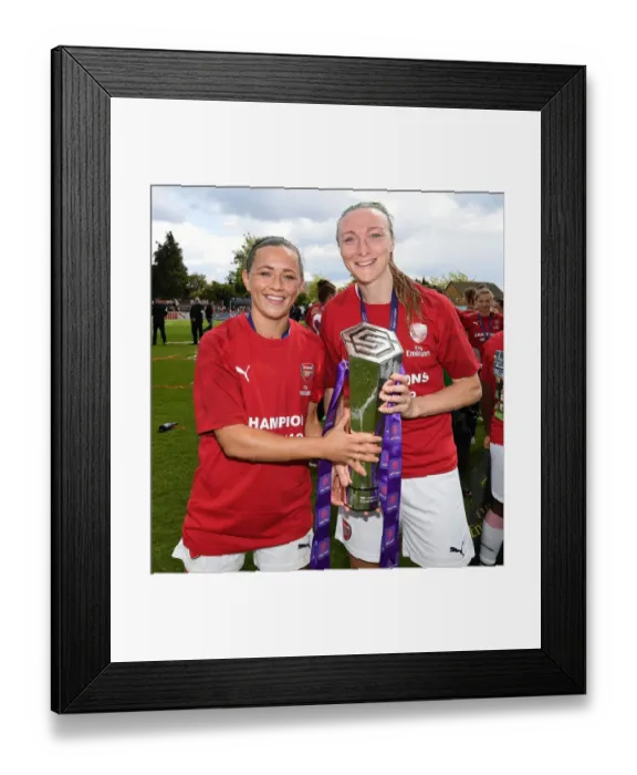 Framed Print : Arsenal Women's Historic WSL Title Win: McCabe and Quinn Celebrate with the Trophy