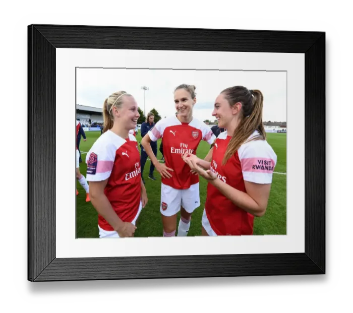 Framed Print : Arsenal Triumph: Mead, Miedema, and Evans Celebrate Victory over Manchester City Women Framed Print : Arsenal Triumph: Mead, Miedema, and Evans Celebrate Victory over Manchester City Women