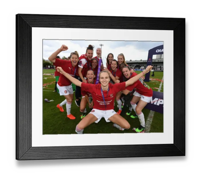 Framed Print : Celebrating Victory: Arsenal Women's Team Gathers After Defeating Manchester City