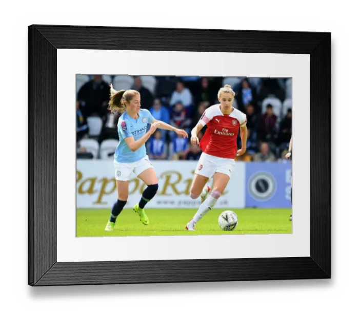 Framed Print : Clash of Titans: Miedema vs. Beckie - Arsenal Women vs. Manchester City Women Framed Print : Clash of Titans: Miedema vs. Beckie - Arsenal Women vs. Manchester City Women
