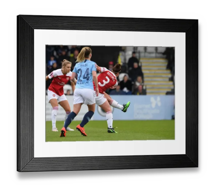 Framed Print : Emma Mitchell Scores the Winning Goal: Arsenal Women vs Manchester City Women, WSL (Women's Super League)